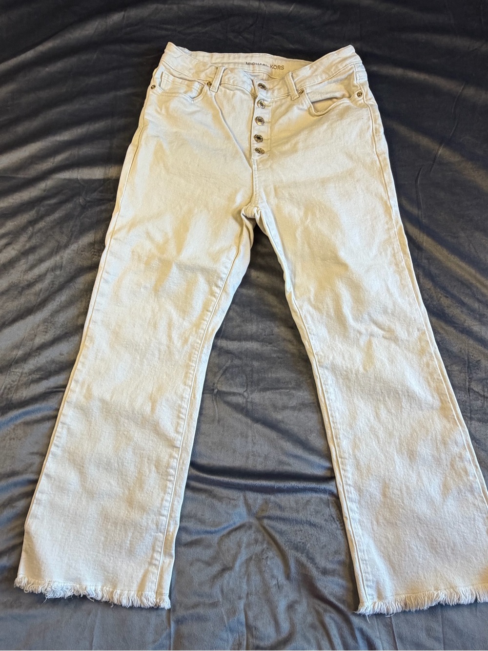 Michael Kors Women's Straight Leg Jeans in Light Cream 8